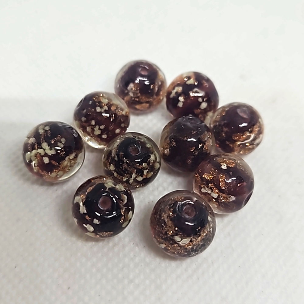 8mm Luminous Glass Beads, Glow-in-the-Dark, Black Round Beads  10 Beads